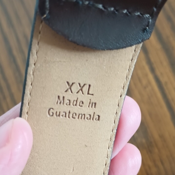 Genuine Leather Dark Brown Belt Mens Size XXL Silver Buckle - Picture 2 of 9